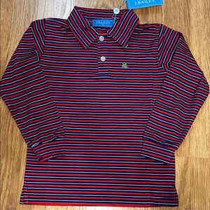 J. Bailey Kids Polo Shirt - Navy and Red Stripes NWT